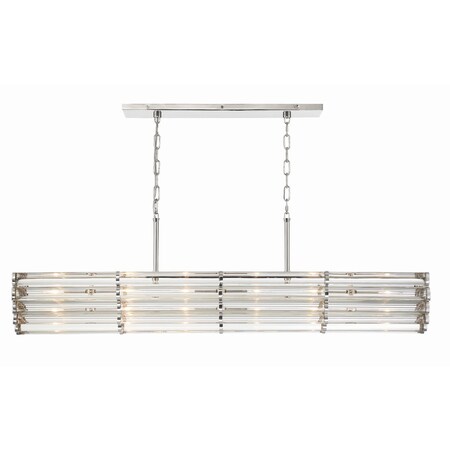 Crystorama Libby Langdon For  Elliot 6 Light Polished Nickel Linear Chandelier ELL-B3007-PN